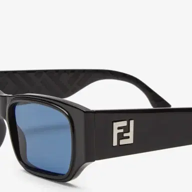 Fendi FF Squared rectangular glasses, made of black FF acetate | Thumbnail 3 Fendi FF Squared rectangular glasses, made of black FF acetate | Thumbnail 3