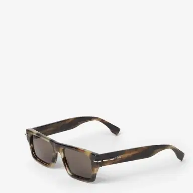 Fendi Rectangular Selleria glasses in khaki horn-effect | Thumbnail 2 Fendi Rectangular Selleria glasses in khaki horn-effect | Thumbnail 2