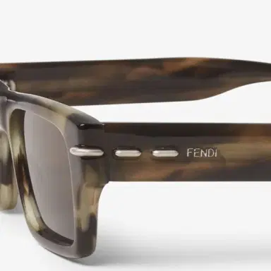 Fendi Rectangular Selleria glasses in khaki horn-effect | Thumbnail 3 Fendi Rectangular Selleria glasses in khaki horn-effect | Thumbnail 3