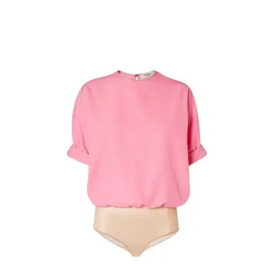 Crew-neck bodysuit with wide, turned-up short sleeves Crew-neck bodysuit with wide, turned-up short sleeves