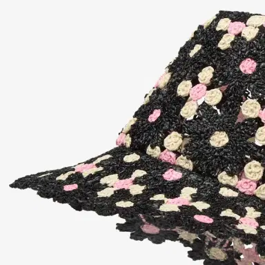 Fendi Bucket hat made of black raffia in a floral crochet | Thumbnail 2 Fendi Bucket hat made of black raffia in a floral crochet | Thumbnail 2