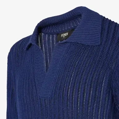 Fendi Short-sleeved jumper with an open, buttonless polo collar | Thumbnail 3 Fendi Short-sleeved jumper with an open, buttonless polo collar | Thumbnail 3