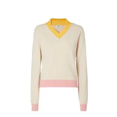 Fendi Long-sleeved jumper with collar, V-neck and a double layer | Thumbnail 1 Fendi Long-sleeved jumper with collar, V-neck and a double layer | Thumbnail 1