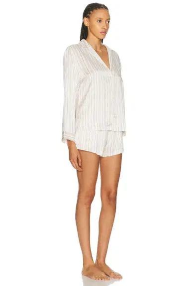 Lunya Washable Silk Button Up Long Sleeve Short Set | Thumbnail 2 Lunya Washable Silk Button Up Long Sleeve Short Set | Thumbnail 2