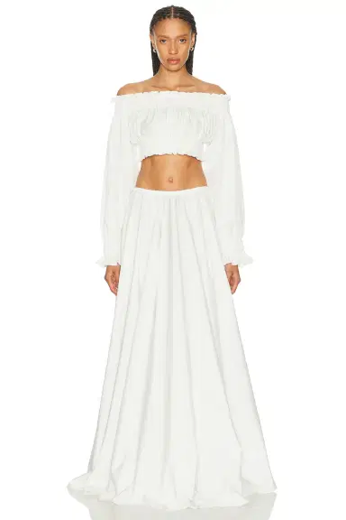 Norma Kamali Long Sleeve Peasant Cropped Top | Thumbnail 4 Norma Kamali Long Sleeve Peasant Cropped Top | Thumbnail 4