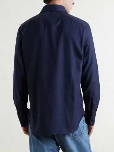 Canali Herringbone Cotton and Lyocell-Blend Shirt - Men | Thumbnail 4 Canali Herringbone Cotton and Lyocell-Blend Shirt - Men | Thumbnail 4