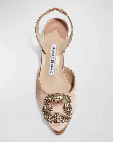 Manolo Blahnik Hangisi Kitten-Heel Satin Slingback Pumps | Thumbnail 5 Manolo Blahnik Hangisi Kitten-Heel Satin Slingback Pumps | Thumbnail 5