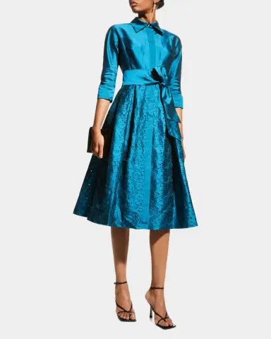 Rickie Freeman for Teri Jon Taffeta Shirt Dress w/ Eyelet Skirt | Thumbnail 2 Rickie Freeman for Teri Jon Taffeta Shirt Dress w/ Eyelet Skirt | Thumbnail 2