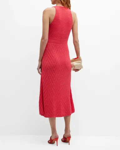 Emporio Armani Scoop-Neck Chevron Crochet Midi Dress | Thumbnail 3 Emporio Armani Scoop-Neck Chevron Crochet Midi Dress | Thumbnail 3