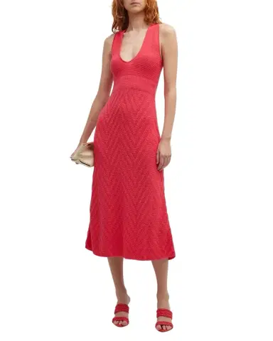 Emporio Armani Scoop-Neck Chevron Crochet Midi Dress | Thumbnail 1 Emporio Armani Scoop-Neck Chevron Crochet Midi Dress | Thumbnail 1