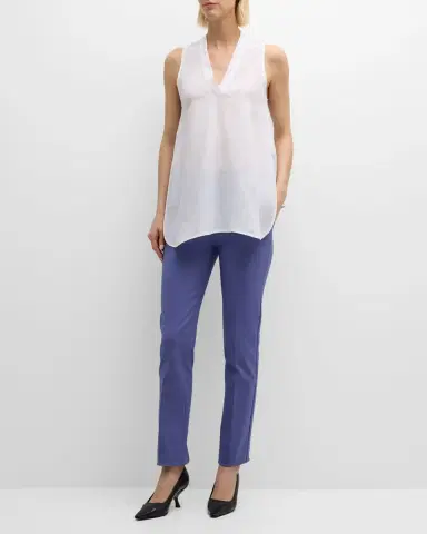 Emporio Armani Sleeveless High-Low Linen Blouse | Thumbnail 2 Emporio Armani Sleeveless High-Low Linen Blouse | Thumbnail 2