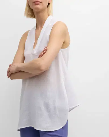 Emporio Armani Sleeveless High-Low Linen Blouse | Thumbnail 6 Emporio Armani Sleeveless High-Low Linen Blouse | Thumbnail 6