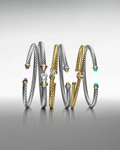 David Yurman Cable Flex Bracelet with Gemstone in Silver and 14K Gold, 4mm | Thumbnail 4 David Yurman Cable Flex Bracelet with Gemstone in Silver and 14K Gold, 4mm | Thumbnail 4