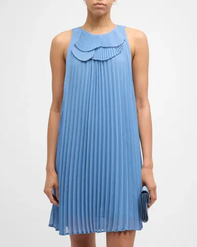 Emporio Armani Sleeveless Pleated Mini Shift Dress | Thumbnail 2 Emporio Armani Sleeveless Pleated Mini Shift Dress | Thumbnail 2