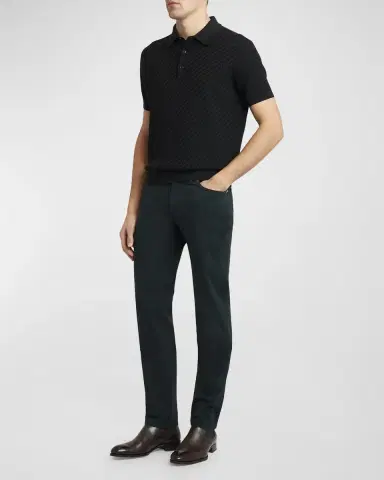 Brioni Men's Basketweave Stitch Polo Sweater | Thumbnail 2 Brioni Men's Basketweave Stitch Polo Sweater | Thumbnail 2