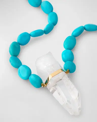 JIA JIA Turquoise Nugget and Crystal Quartz Charm Necklace | Thumbnail 2 JIA JIA Turquoise Nugget and Crystal Quartz Charm Necklace | Thumbnail 2
