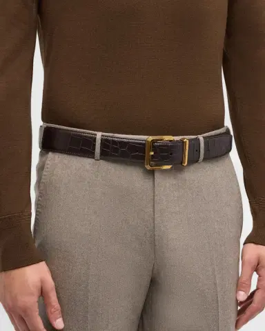Stefano Ricci Men's Crocodile Leather Belt | Thumbnail 1 Stefano Ricci Men's Crocodile Leather Belt | Thumbnail 1