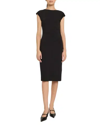 Emporio Armani Ruched Boat-Neck Knee-Length Jersey Dress | Thumbnail 1 Emporio Armani Ruched Boat-Neck Knee-Length Jersey Dress | Thumbnail 1