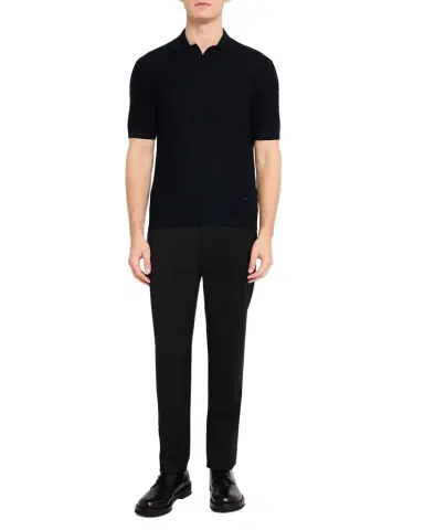 Emporio Armani Men's Wool Johnny Collar Short-Sleeve Polo Sweater | Thumbnail 1 Emporio Armani Men's Wool Johnny Collar Short-Sleeve Polo Sweater | Thumbnail 1