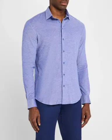 Emporio Armani Men's Pique Jersey Micro-Dot Sport Shirt | Thumbnail 3 Emporio Armani Men's Pique Jersey Micro-Dot Sport Shirt | Thumbnail 3