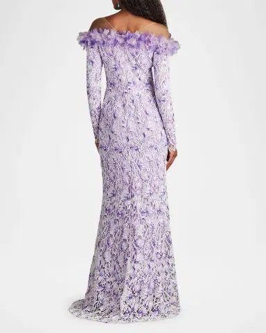 Tadashi Shoji Off-Shoulder Illusion Floral Lace Gown | Thumbnail 2 Tadashi Shoji Off-Shoulder Illusion Floral Lace Gown | Thumbnail 2