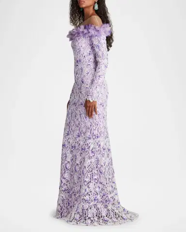 Tadashi Shoji Off-Shoulder Illusion Floral Lace Gown | Thumbnail 5 Tadashi Shoji Off-Shoulder Illusion Floral Lace Gown | Thumbnail 5