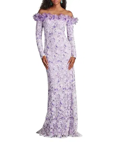 Tadashi Shoji Off-Shoulder Illusion Floral Lace Gown | Thumbnail 1 Tadashi Shoji Off-Shoulder Illusion Floral Lace Gown | Thumbnail 1