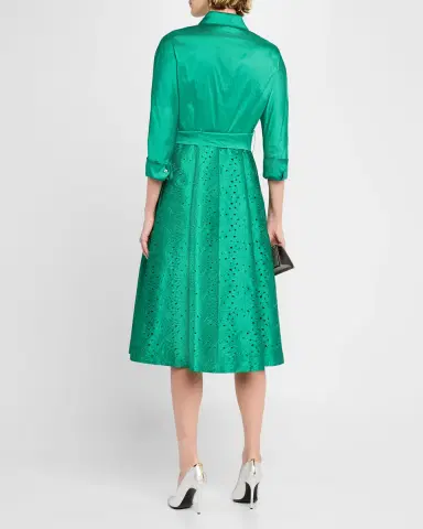 Rickie Freeman for Teri Jon Eyelet Embroidered Taffeta Midi Shirtdress | Thumbnail 2 Rickie Freeman for Teri Jon Eyelet Embroidered Taffeta Midi Shirtdress | Thumbnail 2