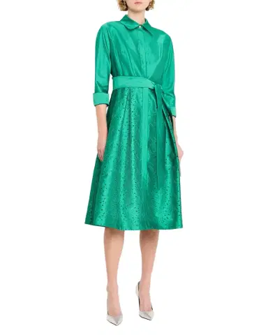 Rickie Freeman for Teri Jon Eyelet Embroidered Taffeta Midi Shirtdress | Thumbnail 1 Rickie Freeman for Teri Jon Eyelet Embroidered Taffeta Midi Shirtdress | Thumbnail 1