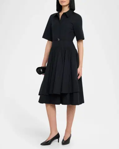 Co Short-Sleeve Belted A-line Dress | Thumbnail 3 Co Short-Sleeve Belted A-line Dress | Thumbnail 3