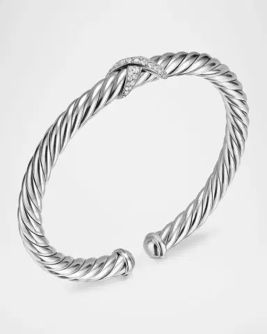 David Yurman Cable Flex X Bracelet with Diamonds in Silver, 6mm | Thumbnail 2 David Yurman Cable Flex X Bracelet with Diamonds in Silver, 6mm | Thumbnail 2