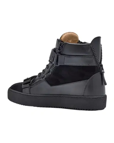 Giuseppe Zanotti Men's Ru50040 Leather and Suede Zip High-Top Sneakers | Thumbnail 1 Giuseppe Zanotti Men's Ru50040 Leather and Suede Zip High-Top Sneakers | Thumbnail 1