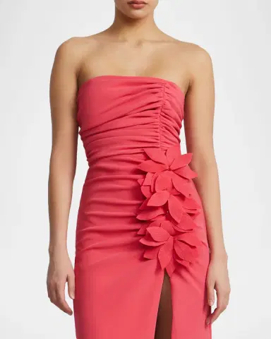 BCBGMAXAZRIA Flower Appliqué Strapless Gown | Thumbnail 3 BCBGMAXAZRIA Flower Appliqué Strapless Gown | Thumbnail 3
