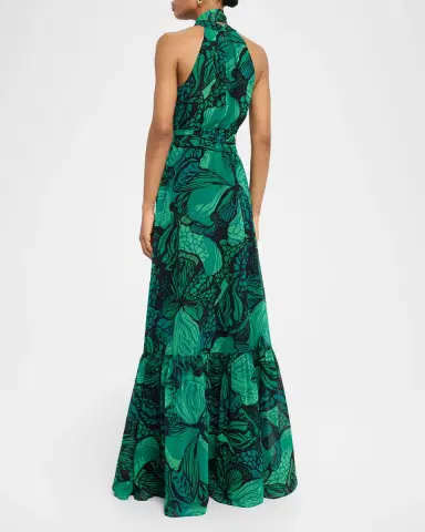 Rickie Freeman for Teri Jon Floral-Print Chiffon Halter Gown | Thumbnail 2 Rickie Freeman for Teri Jon Floral-Print Chiffon Halter Gown | Thumbnail 2