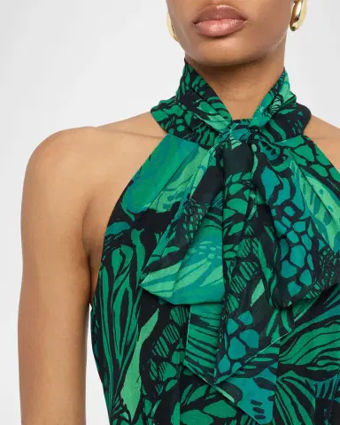 Rickie Freeman for Teri Jon Floral-Print Chiffon Halter Gown | Thumbnail 4 Rickie Freeman for Teri Jon Floral-Print Chiffon Halter Gown | Thumbnail 4