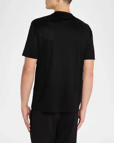 Emporio Armani Men's Clubwear Cotton-Lyocell Jersey Rhinestone Logo T-Shirt | Thumbnail 2 Emporio Armani Men's Clubwear Cotton-Lyocell Jersey Rhinestone Logo T-Shirt | Thumbnail 2