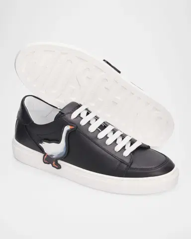 MOSCHINO Men's Goose Leather Low-Top Sneakers | Thumbnail 4 MOSCHINO Men's Goose Leather Low-Top Sneakers | Thumbnail 4