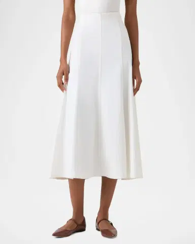 Akris punto High-Waist Front Pleat Stretch Denim Midi Skirt | Thumbnail 4 Akris punto High-Waist Front Pleat Stretch Denim Midi Skirt | Thumbnail 4