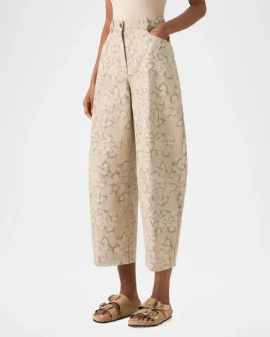 Akris punto Farrow Ikat Flower-Print Cotton Barrel-Leg Ankle Pants | Thumbnail 3 Akris punto Farrow Ikat Flower-Print Cotton Barrel-Leg Ankle Pants | Thumbnail 3