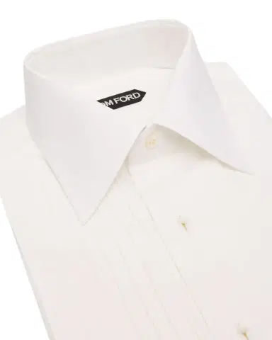 TOM FORD Men's French Cuff Pleated Dress Shirt | Thumbnail 1 TOM FORD Men's French Cuff Pleated Dress Shirt | Thumbnail 1