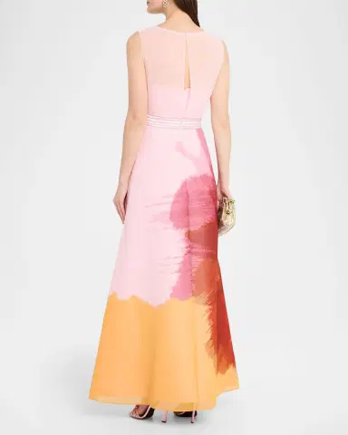 Kay Unger New York Tess Floral-Print Chiffon Gown | Thumbnail 2 Kay Unger New York Tess Floral-Print Chiffon Gown | Thumbnail 2