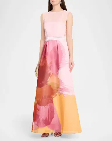 Kay Unger New York Tess Floral-Print Chiffon Gown | Thumbnail 3 Kay Unger New York Tess Floral-Print Chiffon Gown | Thumbnail 3