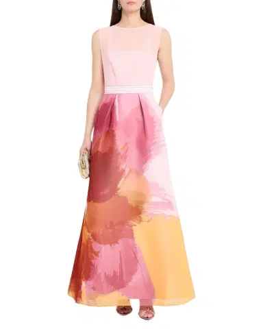 Kay Unger New York Tess Floral-Print Chiffon Gown | Thumbnail 1 Kay Unger New York Tess Floral-Print Chiffon Gown | Thumbnail 1