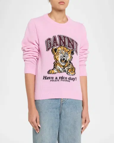 Ganni Graphic Wool-Blend Sweater | Thumbnail 3 Ganni Graphic Wool-Blend Sweater | Thumbnail 3