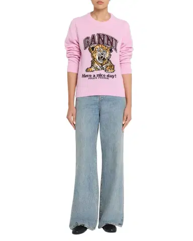 Ganni Graphic Wool-Blend Sweater | Thumbnail 1 Ganni Graphic Wool-Blend Sweater | Thumbnail 1