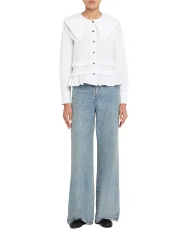 Ganni Stretch-Cotton Sailor Top | Thumbnail 1 Ganni Stretch-Cotton Sailor Top | Thumbnail 1