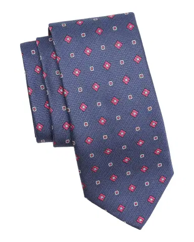 Canali Men's Chevron Medium Silk Tie, Navy | Thumbnail 2 Canali Men's Chevron Medium Silk Tie, Navy | Thumbnail 2