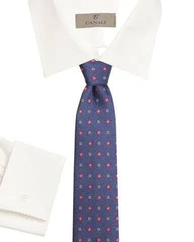 Canali Men's Chevron Medium Silk Tie, Navy | Thumbnail 1 Canali Men's Chevron Medium Silk Tie, Navy | Thumbnail 1
