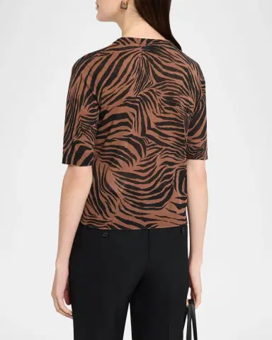 Max Mara Studio Mstago Zebra Cotton Top | Thumbnail 2 Max Mara Studio Mstago Zebra Cotton Top | Thumbnail 2