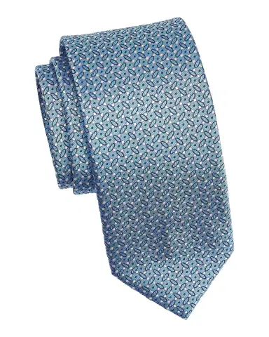 Canali Men's Micro-Geometric Silk Tie, Blue | Thumbnail 2 Canali Men's Micro-Geometric Silk Tie, Blue | Thumbnail 2